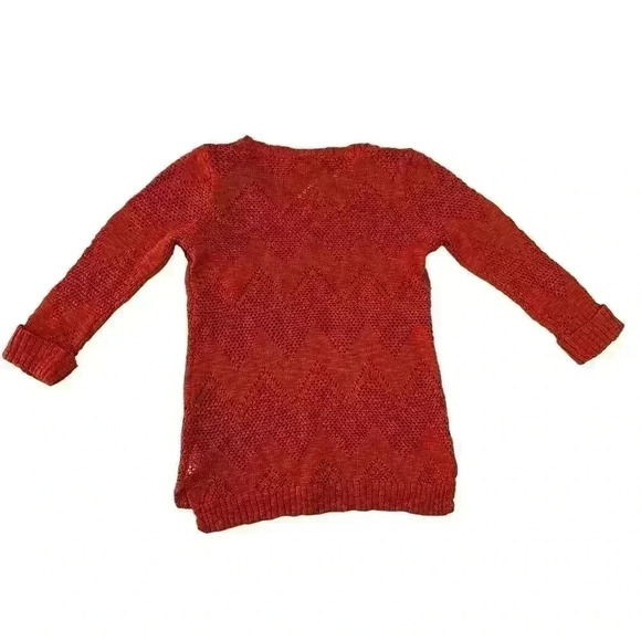 Rusty-Red Zig Zag Chevron Sweater Top SMALL 100% Acrylic Women's Pink Rose - Picture 2 of 12